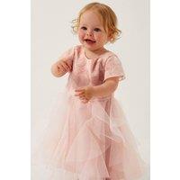 Monsoon Girl's Baby Arabella Flower Ruffle Dress Pink | Size: 18-24 m