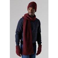 Tokyo Laundry Men's Knit Hat, Scarf & Gloves Set in Wine