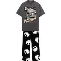 Nightmare Before Christmas Men's Jack Skellington Spider Web Pyjama Set in Grey | Size: Small