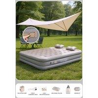 Living and Home Raised Inflatable Bed Mattress Airbed with Built-in Pump, 80x62, Grey