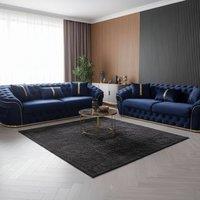 Stratus Interiors Ambassador 2+3 Sofa Set with Silver Trim (Frill & No-Frill Options) in Blue