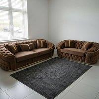 Stratus Interiors Ambassador 2+3 Sofa Set with Silver Trim (Frill & No-Frill Options) in Brown