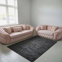Stratus Interiors Ambassador 2+3 Sofa Set with Silver Trim (Frill & No-Frill Options) in Pink