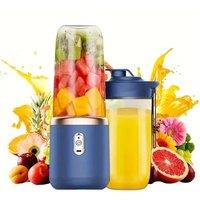 Dyzi Portable Blender Dual Cups 13.4oz Fruits & Vegetable Juicer in Dark Blue