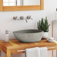 Berkfield Home Basin River Stone Oval (37-46)x(29-36) cm in Taupe