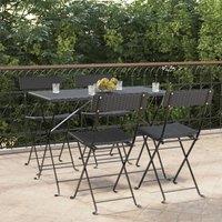 Berkfield Home Folding Bistro Chairs 4 pcs Black Poly Rattan & Steel