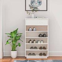 Berkfield Home Shoe Cabinet White 60x34x105 cm Solid Wood Pine | Size: 60 x 34 x 105 cm