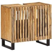 Berkfield Home Bathroom Sink Cabinet 62x34x58 cm Solid Wood Rough Mango in Brown | Size: 62 x 34 x 58 cm