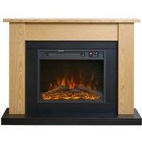 Adam Fires & Fireplaces Sureflame Banbury Electric Fireplace Suite in Oak & Black, 43 Inch in Natural