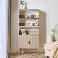 OHS Ribbed Display Unit Modern Drawer Cabinet Shelf Storage in Natural