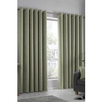 Fusion 'Strata' Triple-Woven Dimout Eyelet Curtains in Green | Size: 229 cm width x 183 cm drop