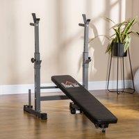 HOMCOM Adjustable Weight Bench with Barbell Rack & Dip Station in Grey | Size: Standard
