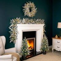 Marco Paul 4pc Luxury Frosted Pre-Lit Christmas Set in Green | Size: 4 Pack