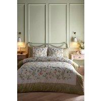 Appletree 'Fiorella' 100% Cotton Floral & Bird Print Duvet Cover Set in Natural | Size: King