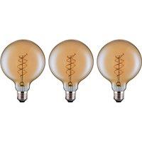 Ferretti G80 Amber Globe E27 LED Spiral Filament Dimmable Bulb Pack in Clear | Size: Pack of 3