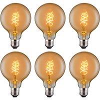 Ferretti G80 Amber Globe E27 LED Spiral Filament Dimmable Bulb Pack in Clear | Size: Pack of 6