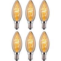 Ferretti C35 Amber Candle E14 LED Spiral Filament Dimmable Light Bulb Pack in Clear | Size: Pack of 6