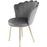 Genesis Freya Velvet Accent Chair Petal Back Plush Upholstered Modern Chair in Grey | Size: 1 Seater