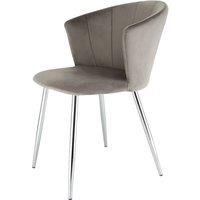 Genesis Ella Velvet Accent Chair Curved Back Upholstered Modern Chair in Silver | Size: 1 Seater