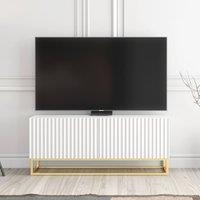 Creative Furniture Ripple TV Unit 100cm - Modern Fluted Design with Push to Open Doors in White