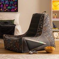 icon Meta Gaming Childrens Bean Bag Recliner in Grey | Size: Small