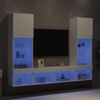 Berkfield Home 5 Piece TV Wall Units with LED White Engineered Wood