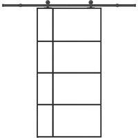 Berkfield Home Sliding Door with Hardware Set 102, 5x205 cm ESG Glass&Aluminium in Black