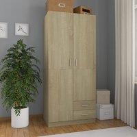 Berkfield Home Wardrobe Sonoma Oak 80x52x180 cm Engineered Wood in Brown | Size: 80 x 52 x 180 cm
