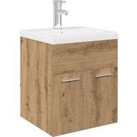 Berkfield Home Sink Cabinet with Built-in Basin & Faucet Artisan Oak in Brown