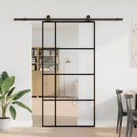 Berkfield Home Sliding Door with Hardware Set 102, 5x205 cm ESG Glass&Aluminium in Black