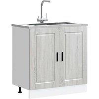 Berkfield Home Sink Base Cabinet "Porto" Grey Sonoma 80x46x81.5 cm Engineered Wood | Size: 80x46x81.5 cm
