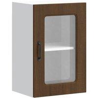Berkfield Home Kitchen Wall Cabinet with Glass Door Kalmar Brown Oak Engineered Wood