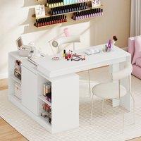 Costway L-shaped Wooden Computer Desk 120 CM Reversible Corner Writing Desk in White