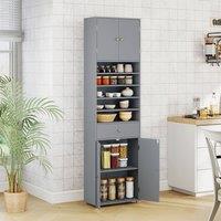 Costway 180CM Tall Cupboard Kitchen Buffet Pantry Storage Cabinet w/ Drawer in Grey