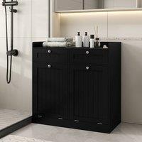 Costway Tilt-Out Laundry Hamper Cabinet Bathroom Storage Unit w/2 Drawers in Black