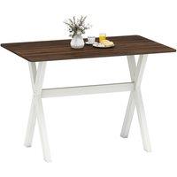 Gymax Dining Table Wooden Kitchen Table With X-shaped Frame Side Table in Brown