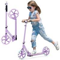 Gymax Folding Light Up Kick Scooter With Adjustable Handlebar & Break in Purple