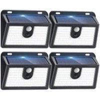 EONLION 4Pcs LED Solar Power PIR Motion Sensor Wall Lights Outdoor in Black
