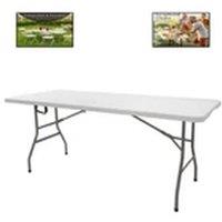 EONLION 6ft Folding Table Trestle Camping Party Picnic BBQ Garden in White