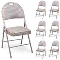 EONLION 6PCS Metal Folding Chair High Back Foldable Padded Seat in Beige