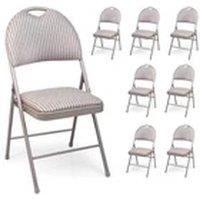 EONLION 8PCS Metal Folding Chair High Back Foldable Padded Seat in Beige