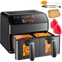 EONLION 12L Dual Zone Digital Air Fryer Oven Cooker Oil Free Low Fat in Black