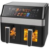 EONLION 12L Dual Zone Digital Air Fryer Oven Cooker Oil Free in Black