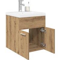 Berkfield Home Sink Cabinet with Built-in Basin & Faucet Artisan Oak in Brown