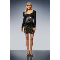 Oasis Women's Sequin Puff Sleeve Structured Mini Dress | Size: 8