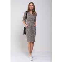 Jolie Moi Women's Wrap Front Shift Jersey Dress in Beige | Size: 26