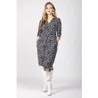 Jolie Moi Women's Wrap Front Shift Jersey Dress in Navy | Size: 26