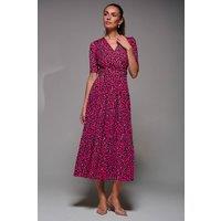 Jolie Moi Women's Selene Animal Print Maxi Dress in Magenta | Size: 8
