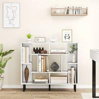 Costway Modern Geometric Bookcase Wooden Open Bookshelf Display Shelves in White