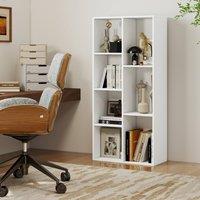 Costway 7-Cube Wooden Bookcase Industrial Display Bookshelf Open Storage Unit in White